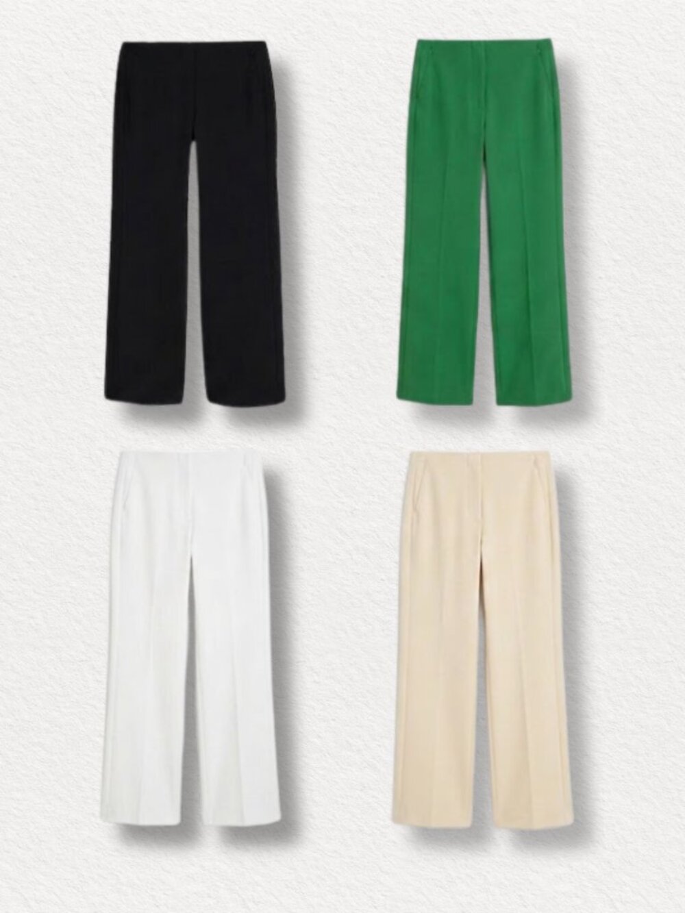 Chico's Juliet Wide Leg Pants Set of 4 | Black White Cream Green | Size M